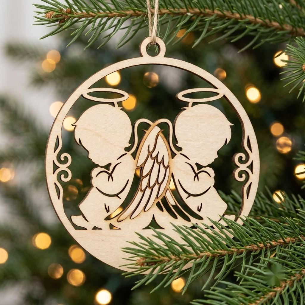 Baby Angel Christmas Ornament File, Celestial Cherub Nursery Decor, Memorial Bauble
