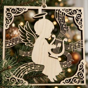 Baby Angel Nativity Ornament, Praying Cherub Manger Scene, Christian Christmas Decor