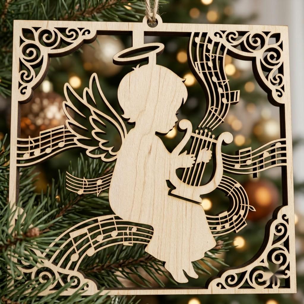 Baby Angel Nativity Ornament, Praying Cherub Manger Scene, Christian Christmas Decor