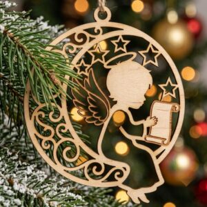 Baby Angel Nativity Ornament, Praying Cherub Manger Scene, Christian Christmas Decor