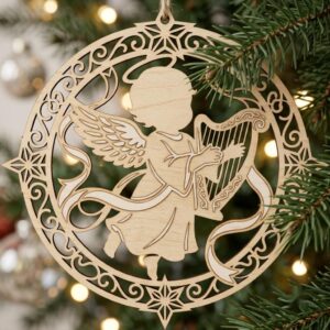 Baby Angel Nativity Ornament, Praying Cherub Manger Scene, Christian Christmas Decor