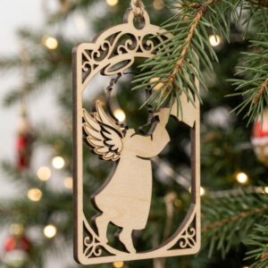 Baby Angel Nativity Ornament, Praying Cherub Manger Scene, Christian Christmas Decor