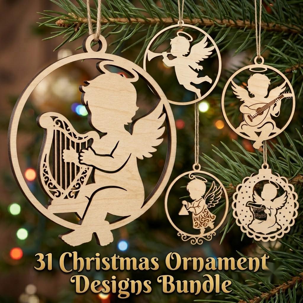 Baby Angel Ornament Bundle, Renaissance Cherub Christmas Decor, Religious Designs