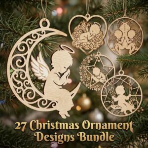 Baby Angel Ornament, First Christmas File, Celestial Nursery Decor, Memorial Bundle