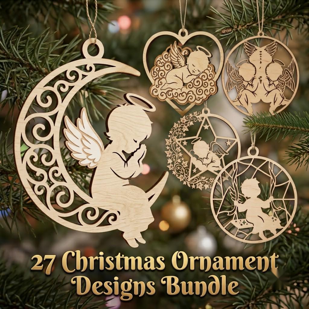 Baby Angel Ornament, First Christmas File, Celestial Nursery Decor, Memorial Bundle