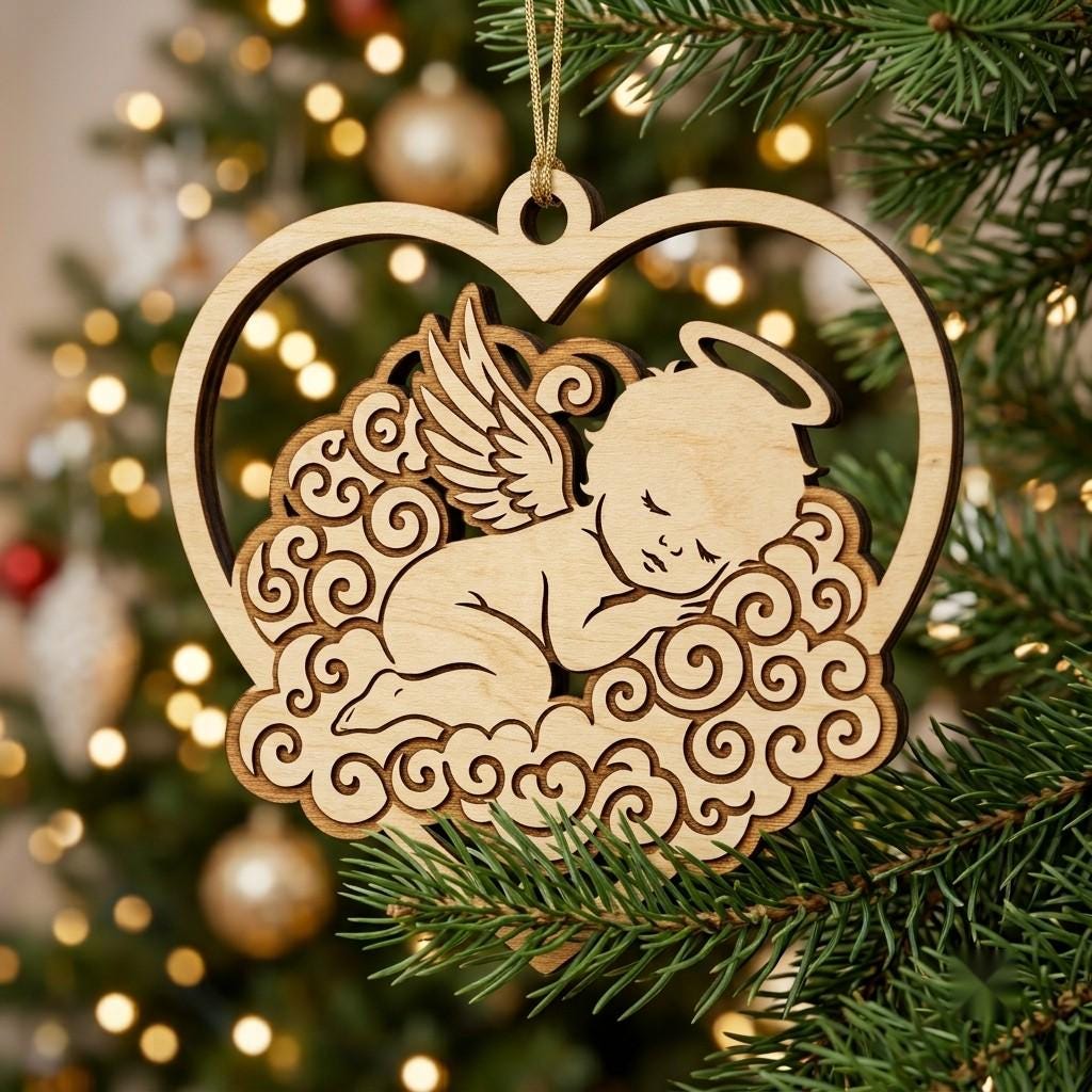 Baby Angel Ornament, First Christmas File, Celestial Nursery Decor, Memorial Bundle
