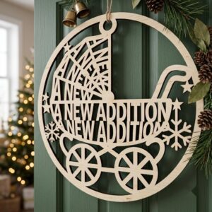 Baby First Christmas Door Sign, New Home Key Keepsake, Milestone Ornament File