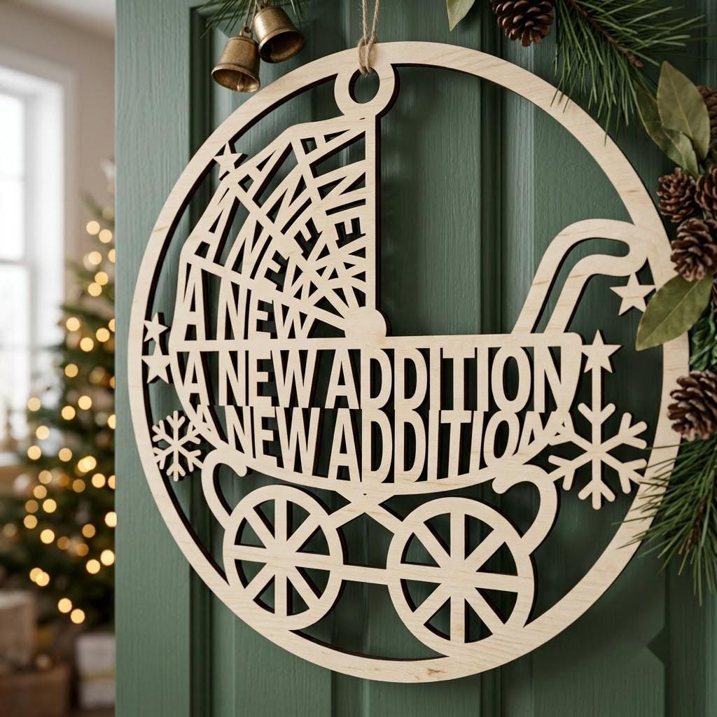 Baby First Christmas Door Sign, New Home Key Keepsake, Milestone Ornament File