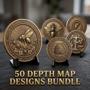 Bee Challenge Coin Laser File, 50 3D Relief Master Beekeeper Badges