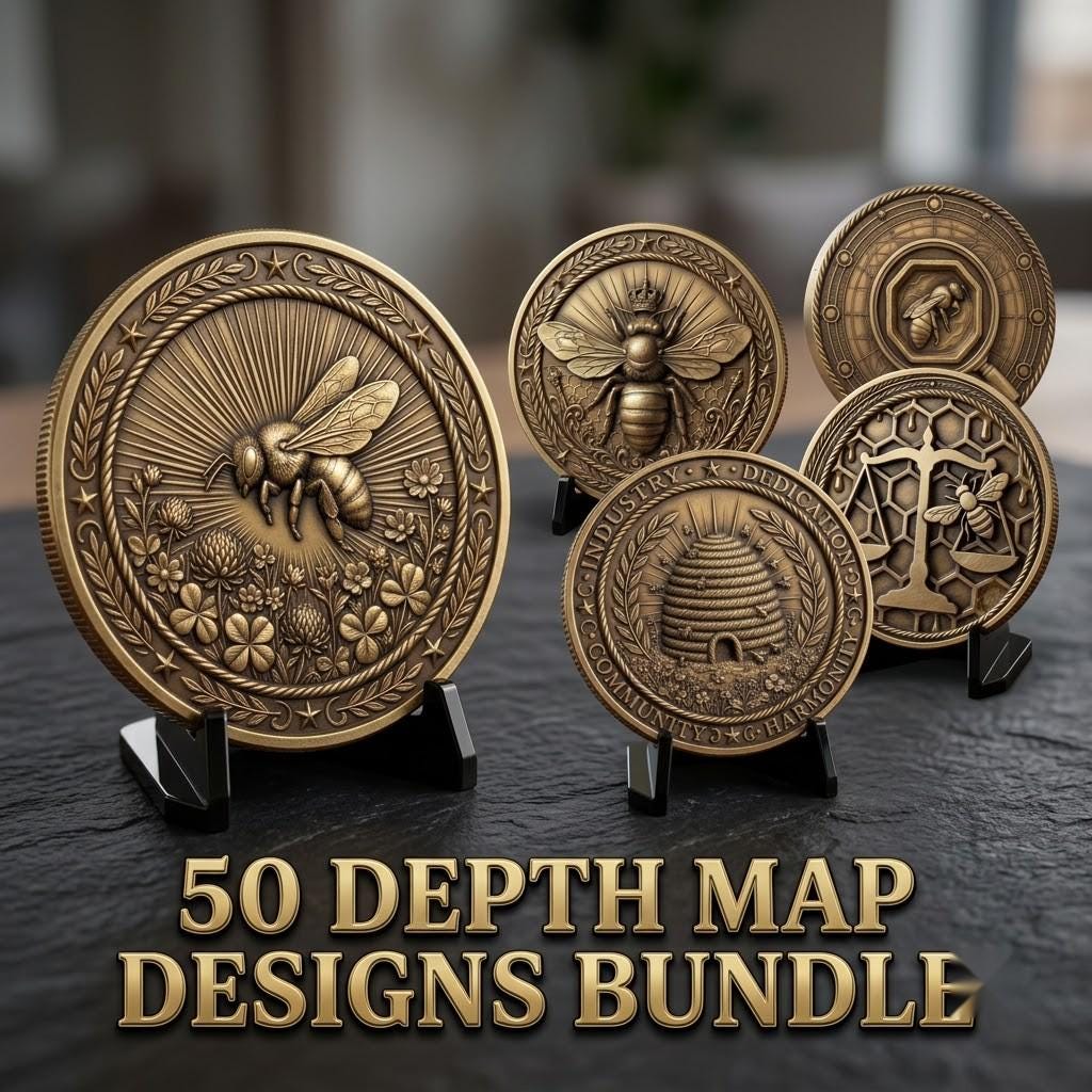 Bee Challenge Coin Laser File, 50 3D Relief Master Beekeeper Badges