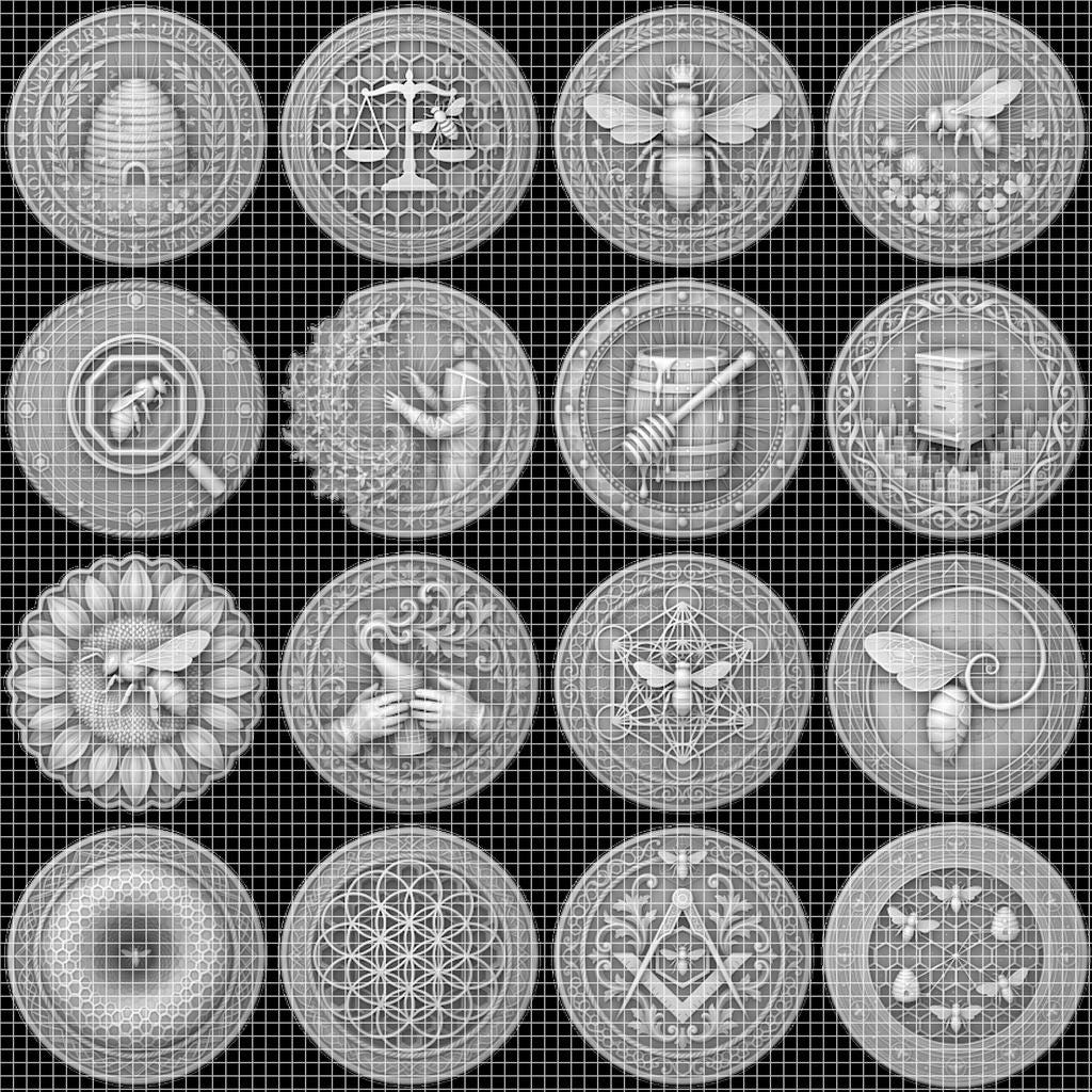 Bee Challenge Coin Laser File, 50 3D Relief Master Beekeeper Badges
