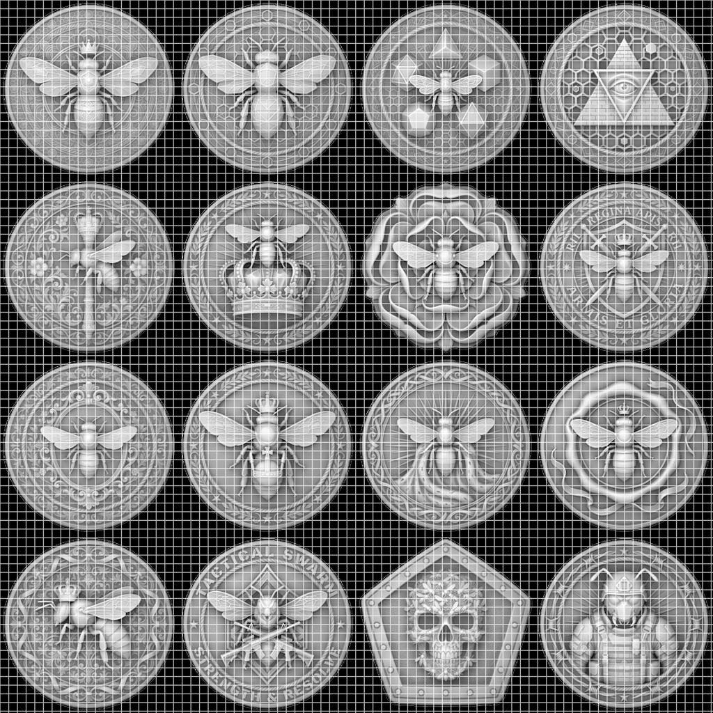 Bee Challenge Coin Laser File, 50 3D Relief Master Beekeeper Badges