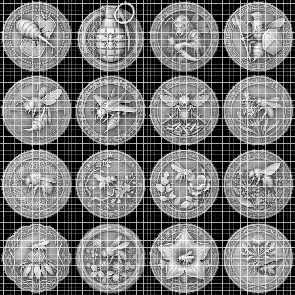 Bee Challenge Coin Laser File, 50 3D Relief Master Beekeeper Badges
