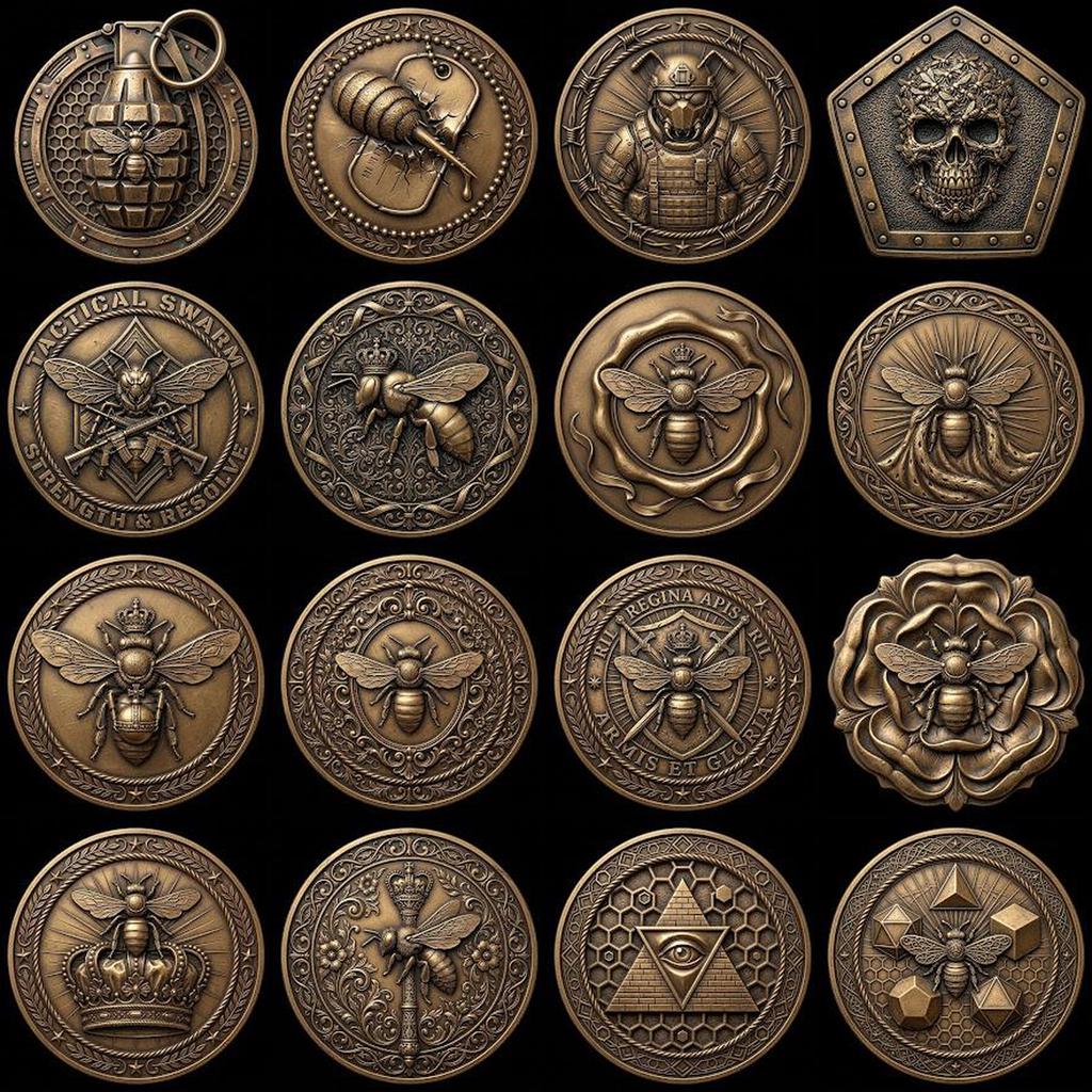 Bee Challenge Coin Laser File, 50 3D Relief Master Beekeeper Badges