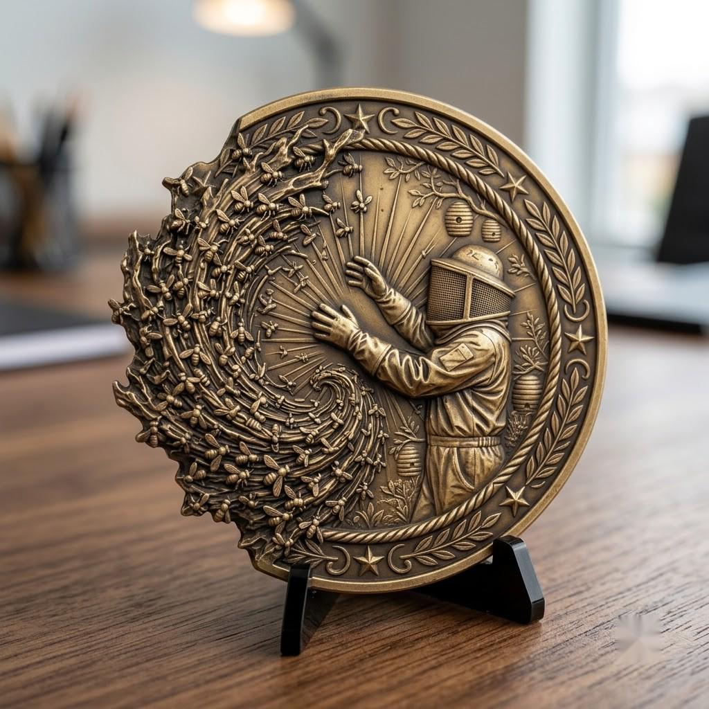 Bee Challenge Coin Laser File, 50 3D Relief Master Beekeeper Badges