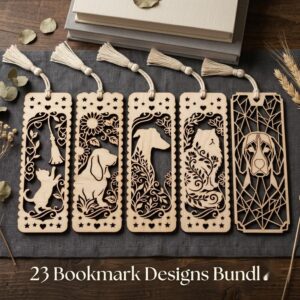 Cat and Dog Bookmark Laser File, 23 Pet Animal Reading Designs