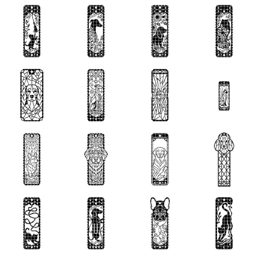Cat and Dog Bookmark Laser File, 23 Pet Animal Reading Designs