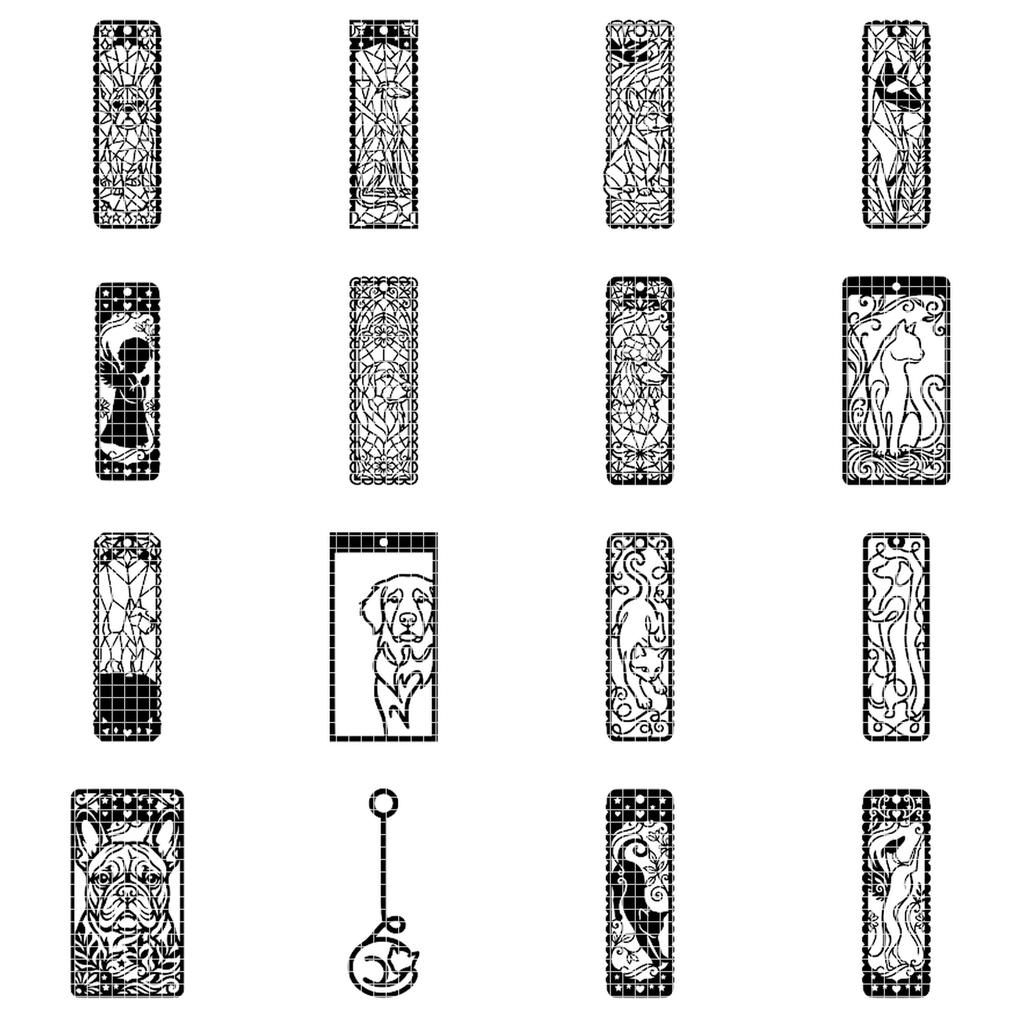 Cat and dog peek a boo bookmarks, 50 designs, reader gift