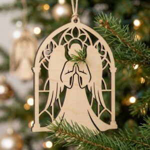 Celestial Angel Christmas Ornament, Laser Heavenly Moon and Stars Decor