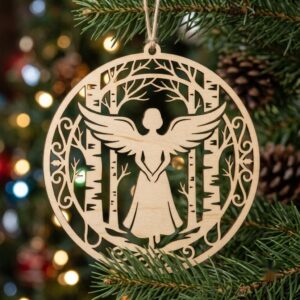 Celestial Angel Christmas Ornament, Laser Heavenly Moon and Stars Decor