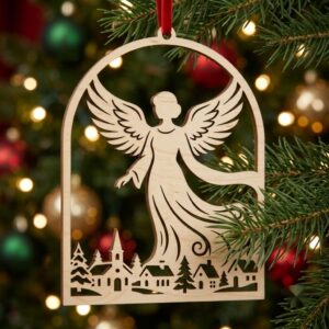 Celestial Angel Christmas Ornament Template, Night Sky Star Tree Bauble Bundle