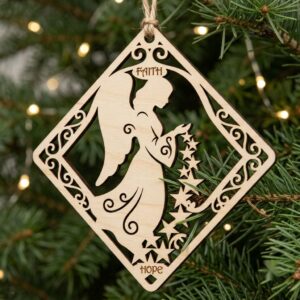 Celestial Angel Christmas Ornament Template, Night Sky Star Tree Bauble Bundle