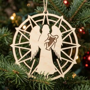 Celestial Angel Christmas Ornament Template, Night Sky Star Tree Bauble Bundle