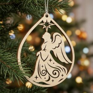 Celestial Angel Christmas Ornament Template, Night Sky Star Tree Bauble Bundle