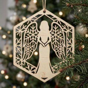 Celestial Angel Christmas Ornament Template, Night Sky Star Tree Bauble Bundle