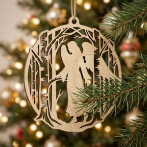 Celestial Angel Christmas Ornament Template, Night Sky Star Tree Bauble Bundle