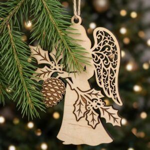 Celestial Angel Christmas Ornament Template, Night Sky Star Tree Bauble Bundle