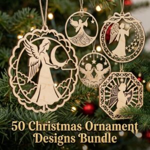 Celestial Angel Ornament Laser File Bundle, Serene Christmas Star Moon Decor