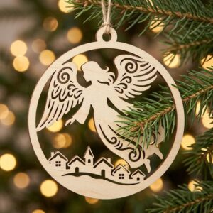 Celestial Angel Ornament Laser File Bundle, Serene Christmas Star Moon Decor