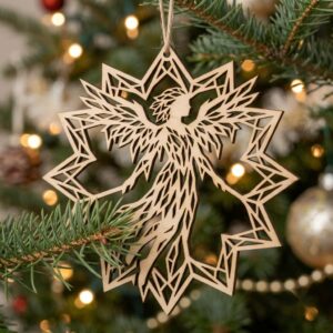 Celestial Angel Ornament Laser File Bundle, Serene Christmas Star Moon Decor