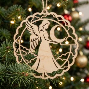 Celestial Angel Ornament Laser File Bundle, Serene Christmas Star Moon Decor