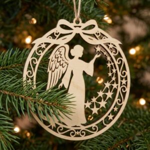 Celestial Angel Ornament Laser File Bundle, Serene Christmas Star Moon Decor