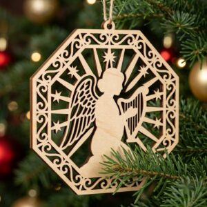 Celestial Angel Ornament Laser File Bundle, Serene Christmas Star Moon Decor