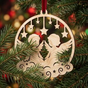 Celestial Angel Ornament Laser File Bundle, Serene Christmas Star Moon Decor