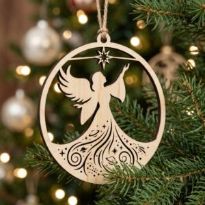 Celestial Angel Ornament Laser File Bundle, Serene Christmas Star Moon Decor