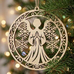 Celestial Angel Ornament Laser File Bundle, Serene Christmas Star Moon Decor