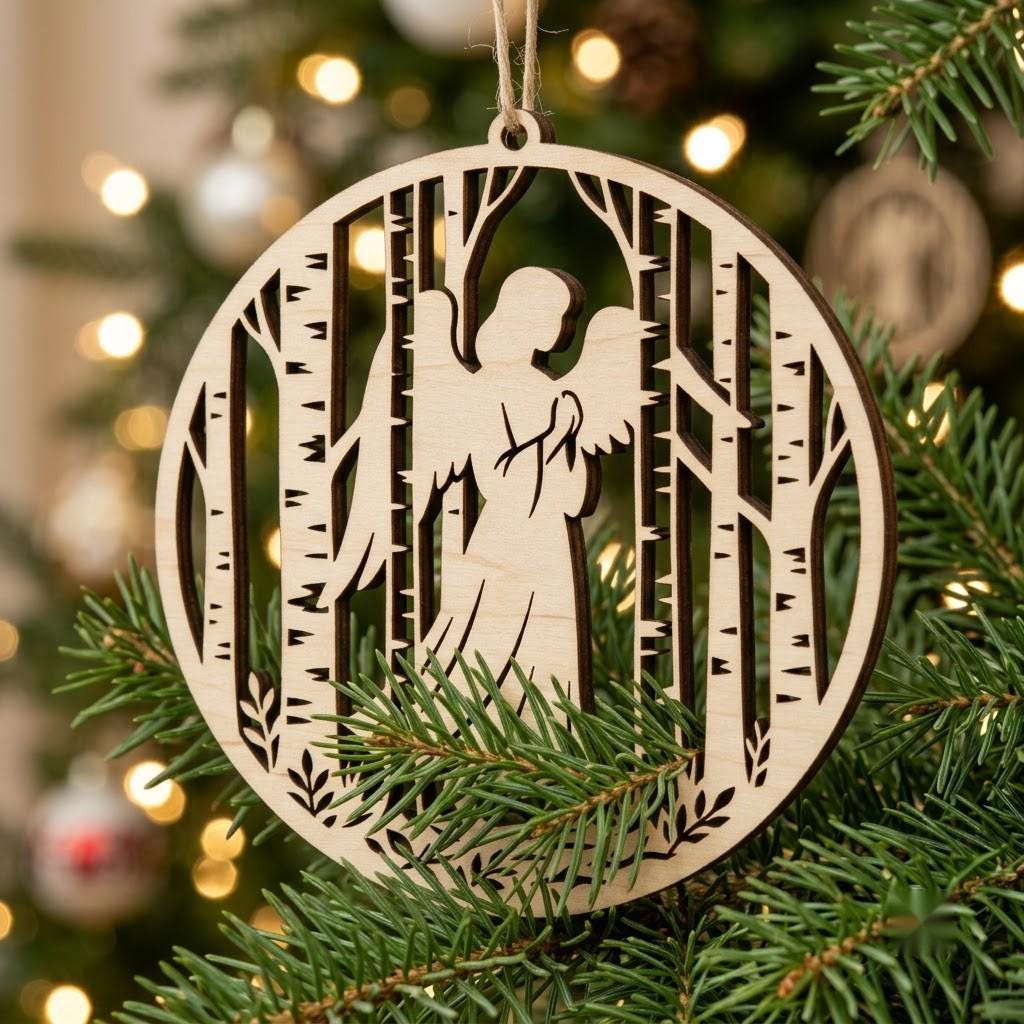 Celestial Angel Ornament Laser File Bundle, Serene Christmas Star Moon Decor