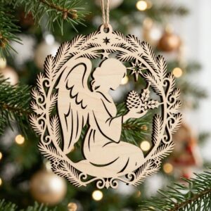 Celestial Angel Ornament Laser File Bundle, Serene Christmas Star Moon Decor