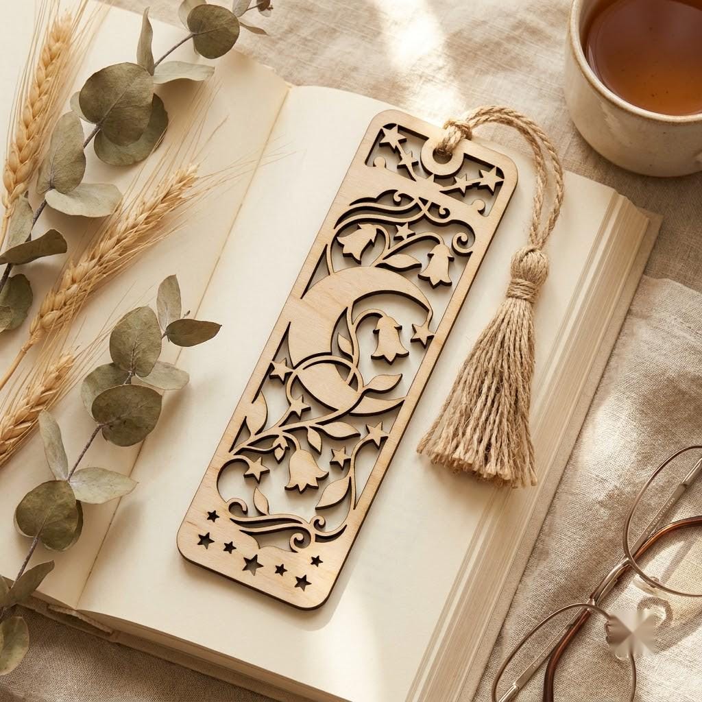Celestial Moon, Star Bookmark, Stained Glass Template, Night Sky Gift
