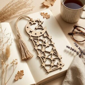 Celestial Moon, Star Bookmark, Stained Glass Template, Night Sky Gift