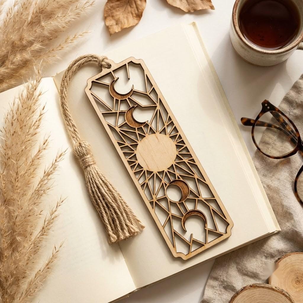 Celestial Moon, Star Bookmark, Stained Glass Template, Night Sky Gift