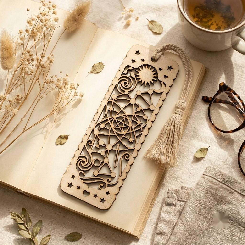 Celestial Moon, Star Bookmark, Stained Glass Template, Night Sky Gift