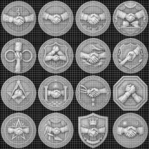 Challenge Coin Engraving File, Handshake Depth Map, Corporate Gift PNG Bundle, Relief Art
