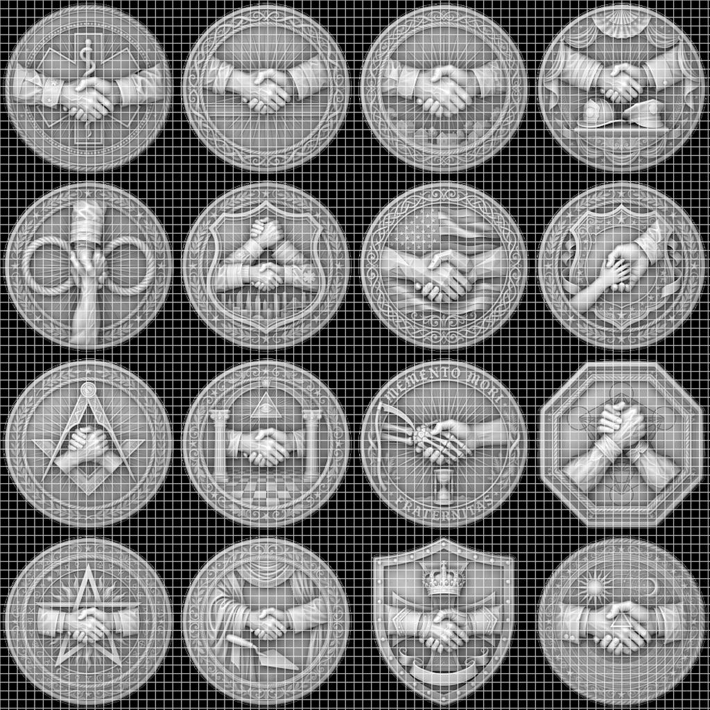 Challenge Coin Engraving File, Handshake Depth Map, Corporate Gift PNG Bundle, Relief Art