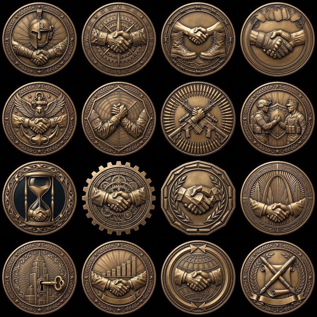 Challenge Coin Engraving File, Handshake Depth Map, Corporate Gift PNG Bundle, Relief Art