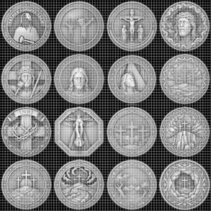 Christian Challenge Coin Depth Map, Jesus Engraving Relief Bundle, Religious Art
